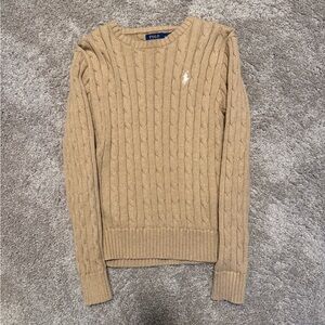 Ralph Lauren Camel Cable Knit Crewneck Sweater